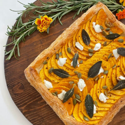 Honeynut SquashTart with Fried Sage and Gruyere Cheese