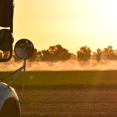 landscape truck in field